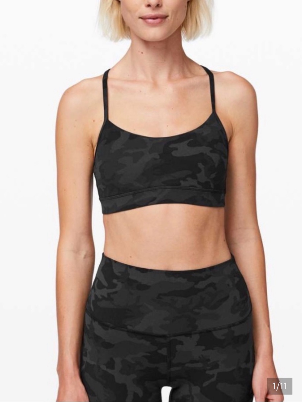 Lululemon Flow Y Bra Nulu Grey Camo Sports Bra Est. Size 2